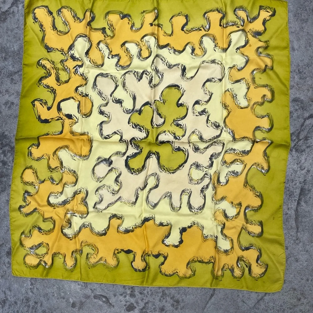 Artistic Silk Scarf in Green and Yellow